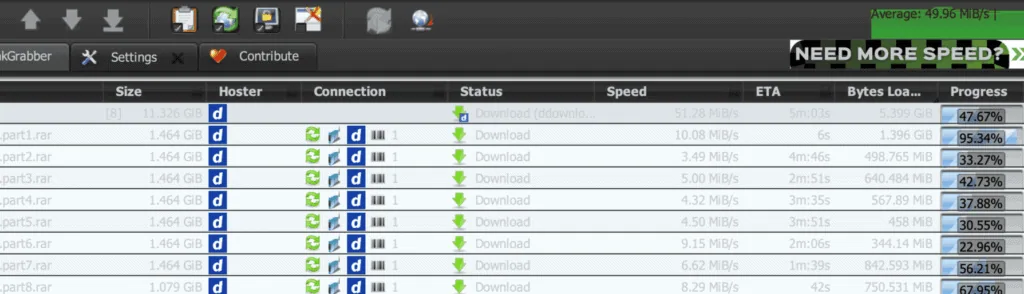 JDownloader DDownload speed test